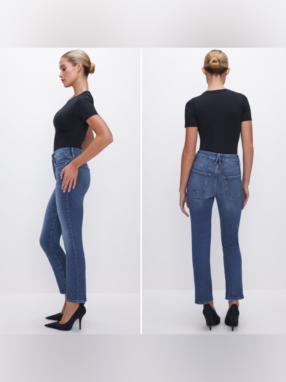 Good American Good Straight Compression Jeans in Blue Denim Women’s Size 10/30